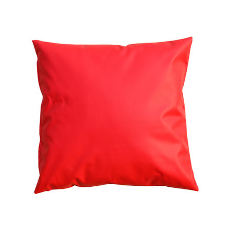 Red pillow isolated on whiteの写真素材