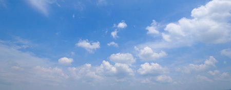 Blue sky and white cloudsの写真素材