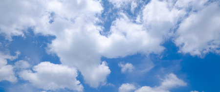 Blue sky and white cloudsの写真素材