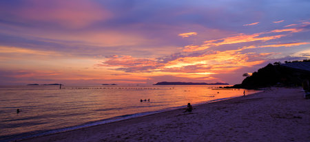 after Sunset  on the beachの写真素材