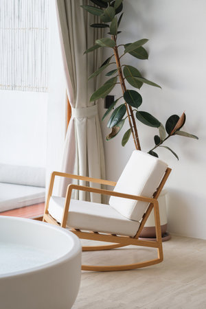one  chair in the roomの写真素材