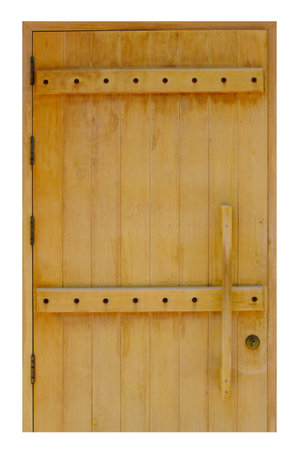 Wooden door isolate on whiteの写真素材