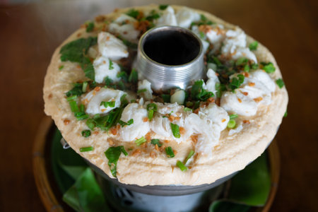 Steamed Egg Custard with Crabの写真素材