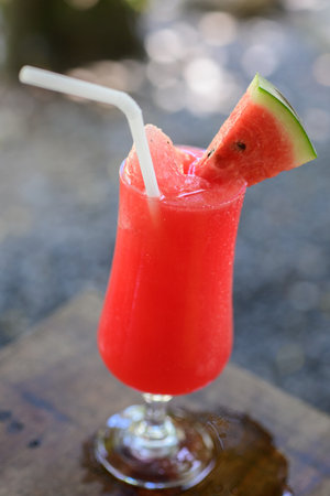 watermelon smoothie in the coffee shopの写真素材