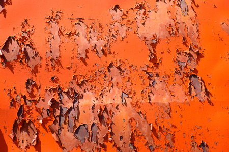 old orange rusty  iron  paint wallの写真素材