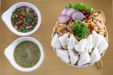 crab meat on riceの写真素材