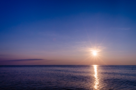 sunset with sky deep blueの写真素材