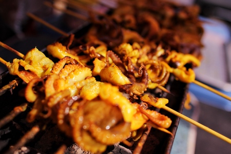 grill squid on the stove, Thai style seafood.の写真素材