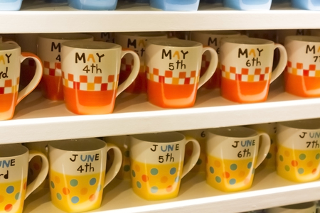 Ceramics Glass in night sales at walking street Pai, Mae Hong Son Province Thailandの写真素材