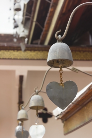 Bells outside the buddhist temple in Chiang Mai, Thailandの写真素材