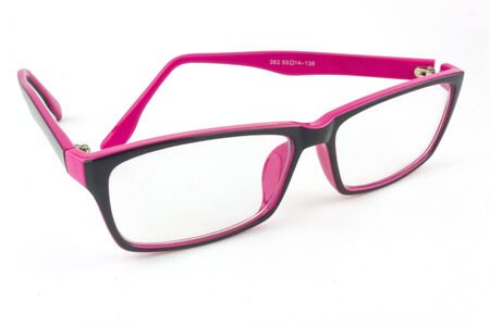 Black-Pink glasses isolated on white の写真素材