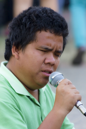 CHIANG MAI,THAILAND-FEBRUARY 9 Unidentified blind musician are singing, On February 9, 2014 in Chiang Mai, Thailand のeditorial素材