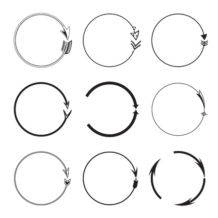 Vector set grunge circle brush strokes for frames.のイラスト素材