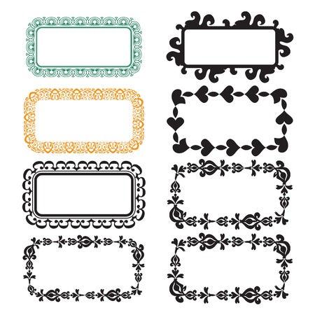 Set of black grunge frames isolated on white background.のイラスト素材