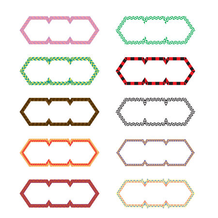 Vintage photo frames set, drawing doodle style, antigue ornamental and cute photo colored frames for decoration and design.のイラスト素材