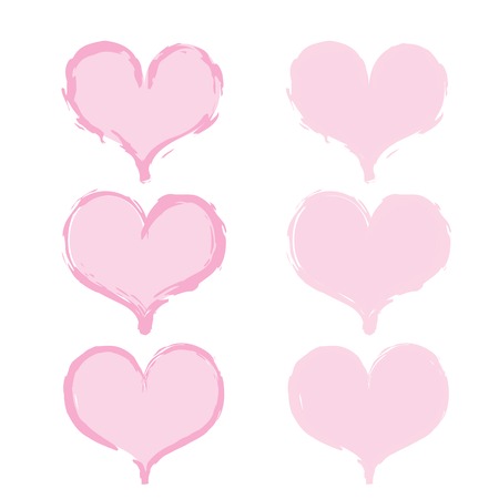 Vector illustration of six hearts in different styles.のイラスト素材