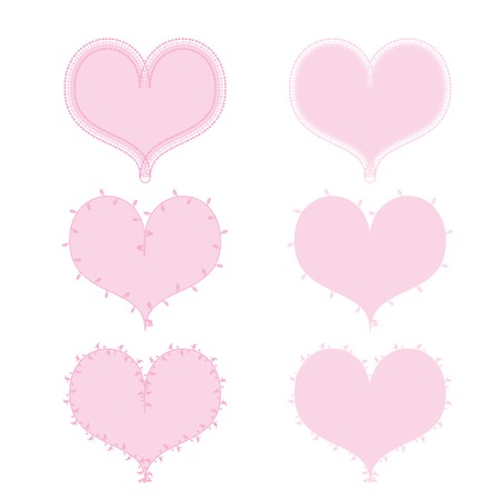 Vector illustration of six hearts in different styles.のイラスト素材