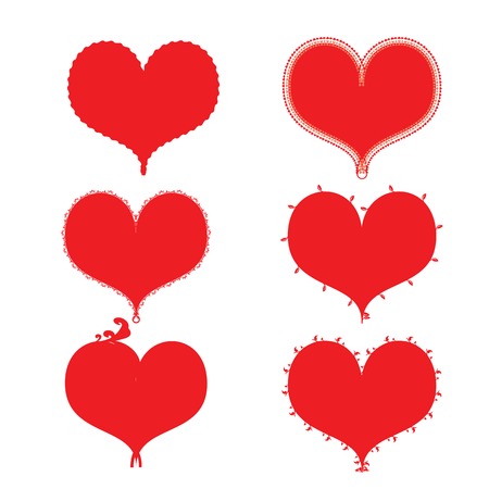 Vector illustration of six hearts in different styles.のイラスト素材