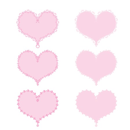 Vector illustration of six hearts in different styles.のイラスト素材