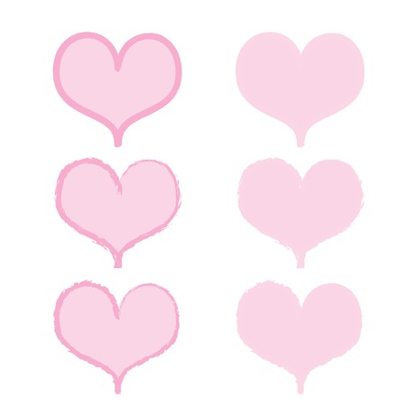 Vector illustration of six hearts in different styles.のイラスト素材