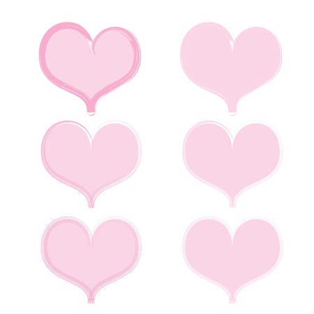 Vector illustration of six hearts in different styles.のイラスト素材