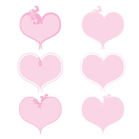 Vector illustration of six hearts in different styles.のイラスト素材