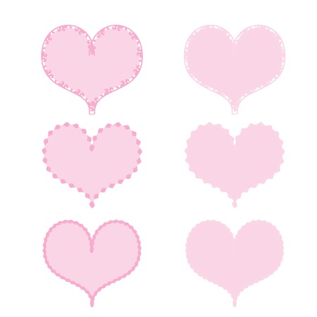 Vector illustration of six hearts in different styles.のイラスト素材