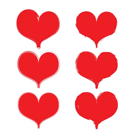 Vector illustration of six hearts in different styles.のイラスト素材