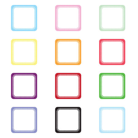 Vintage photo frames set, drawing doodle style, antigue ornamental and cute photo colored frames for decoration and design のイラスト素材