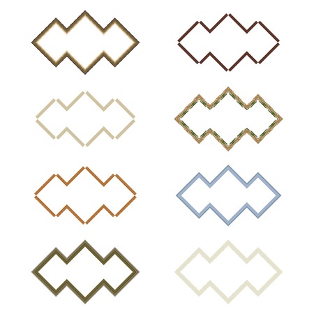 Vintage photo frames set, drawing doodle style, antigue ornamental and cute photo colored frames for decoration and design のイラスト素材