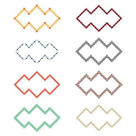 Vintage photo frames set, drawing doodle style, antigue ornamental and cute photo colored frames for decoration and design.のイラスト素材