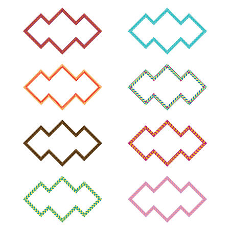 Vintage photo frames set, drawing doodle style, antigue ornamental and cute photo colored frames for decoration and design.のイラスト素材