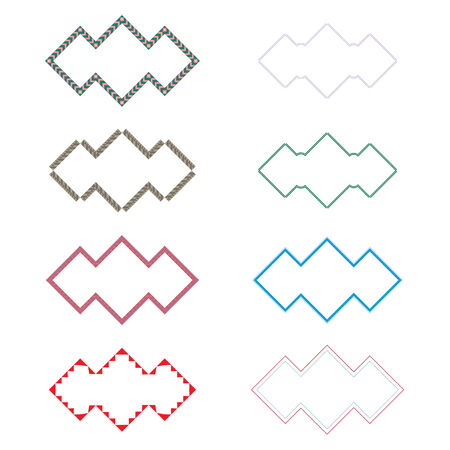 Vintage photo frames set, drawing doodle style, antigue ornamental and cute photo colored frames for decoration and design.のイラスト素材