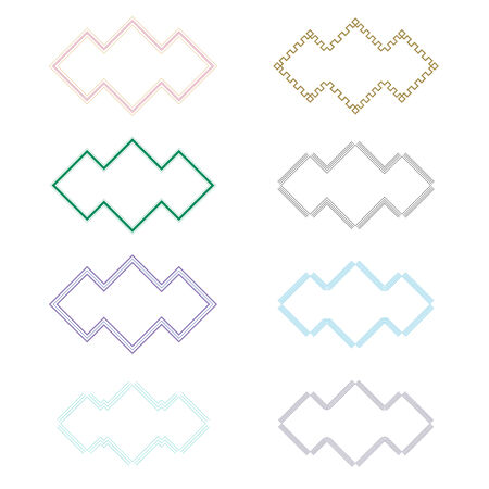 Vintage photo frames set, drawing doodle style, antigue ornamental and cute photo colored frames for decoration and design.のイラスト素材