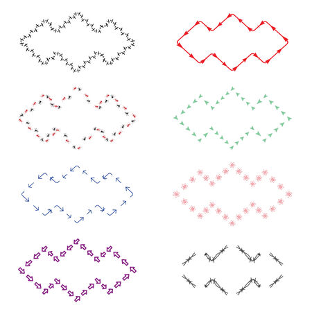 Vintage photo frames set, drawing doodle style, antigue ornamental and cute photo colored frames for decoration and design.のイラスト素材