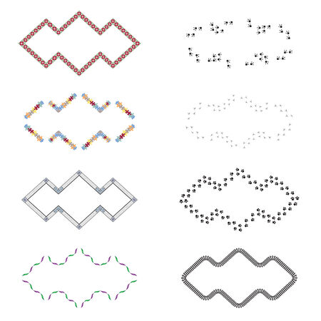 Vintage photo frames set, drawing doodle style, antigue ornamental and cute photo colored frames for decoration and design.のイラスト素材