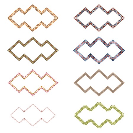 Vintage photo frames set, drawing doodle style, antigue ornamental and cute photo colored frames for decoration and design.のイラスト素材