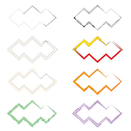 Vintage photo frames set, drawing doodle style, antigue ornamental and cute photo colored frames for decoration and design.のイラスト素材