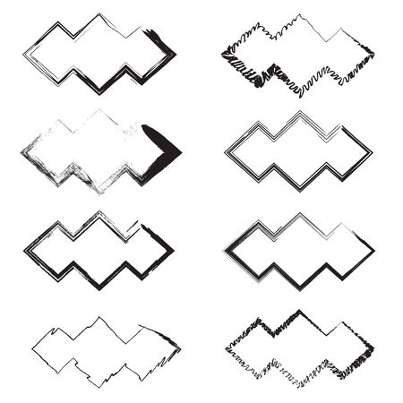 Vintage photo frames set, drawing doodle style, antigue ornamental and cute photo colored frames for decoration and design.のイラスト素材