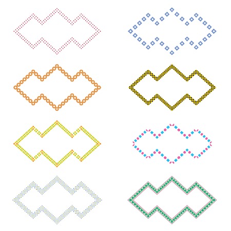 Vintage photo frames set, drawing doodle style, antigue ornamental and cute photo colored frames for decoration and design.のイラスト素材