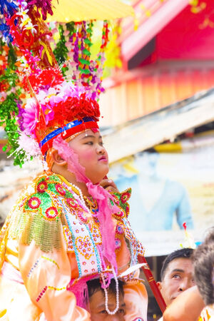 Chiang Mai, THAILAND-APRIL  6  Poi Sang long festival, a ceremony where boys become novice monk, during in parade around township on April 6, 2014 in , Chiang Mai Thailandのeditorial素材