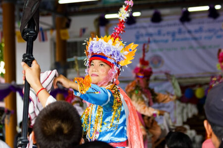 Chiang Mai, THAILAND-APRIL  6  Poi Sang long festival, a ceremony where boys become novice monk, during in parade around township on April 6, 2014 in , Chiang Mai Thailandのeditorial素材
