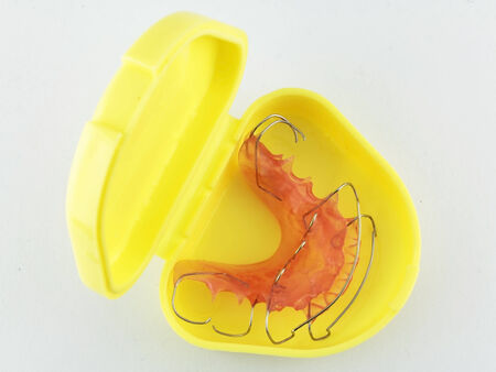 Dental braces or dental retainer with small の写真素材