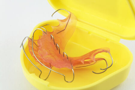 Dental braces or dental retainer with small の写真素材