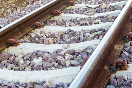 Railway line passing through a typical rural landscape.の写真素材