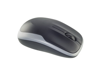 Single wireless computer mouse on white background.の写真素材