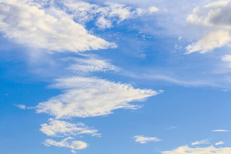Blue sky, Blue sky background with tiny clouds.の写真素材