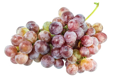 Fresh red grapes with water drop, closeup on white background.の写真素材