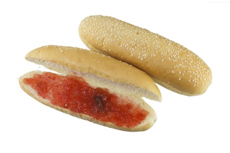 French bread with sesame seeds isolated on white background.の写真素材