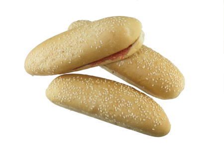 French bread with sesame seeds isolated on white background.の写真素材